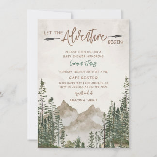 Avontuurlijke bergdennen baby shower kaart