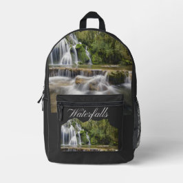 Avontuurlijke bergwatervallen bedrukte rugzak