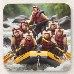 Avontuurlijke kapucijnapen Whitewater Rafting Bier Onderzetter