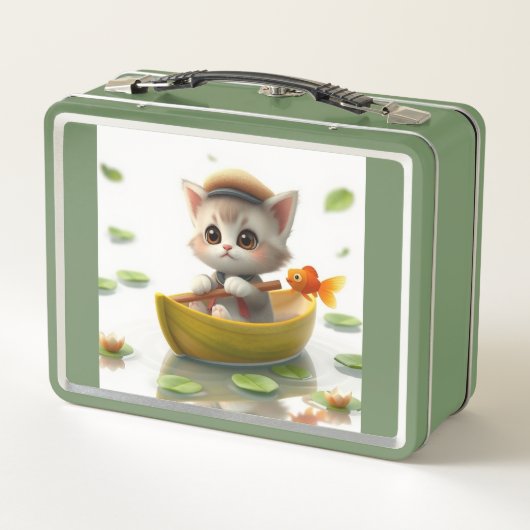 Avontuurlijke kitten in een bootlunchbox (Achterkant)