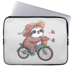 Avontuurlijke luiaard op de fiets, Schattigee luia Laptop Sleeve