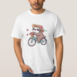 Avontuurlijke luiaard op de fiets, Schattigee luia T-shirt