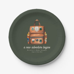 Avontuurlijke rugzak + flesjes Groen Baby shower Papieren Bordje