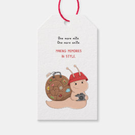 Avontuurlijke Slak met Camera Schattige Reis Carto Cadeaulabel