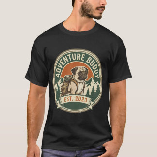 Avontuurmaatje Pug - Schattige Wandelende Hond Vin T-shirt
