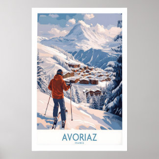 Avoriaz France Ski Chalet Village Art Print Alpine