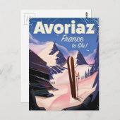 Avoriaz, Franse skiposter Briefkaart (Voorkant / Achterkant)
