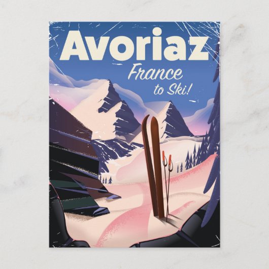 Avoriaz, Franse skiposter Briefkaart (Voorkant)