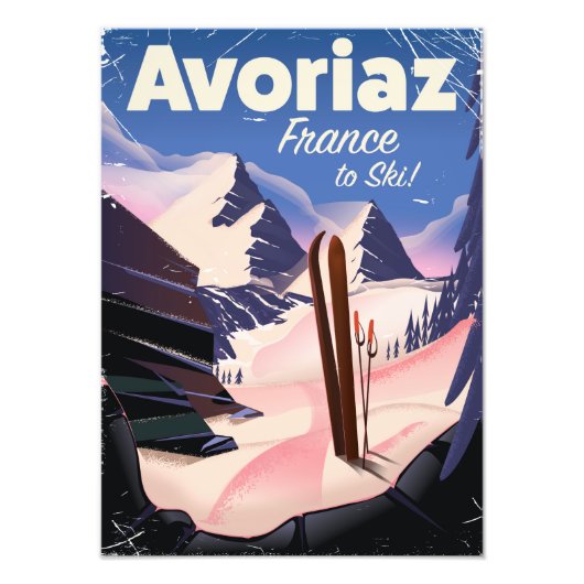 Avoriaz, Franse skiposter Foto Afdruk (Voorkant)