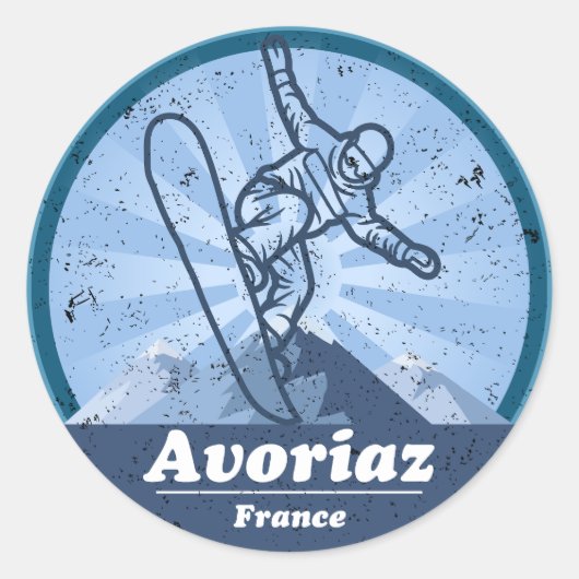 Avoriaz Skiresort - Snowboard Ronde Sticker (Voorkant)