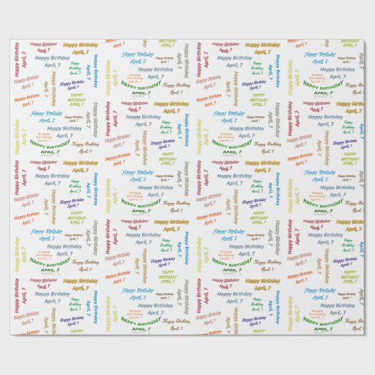 Avril, 7 Anniversaire Papier cadeau (Plat)