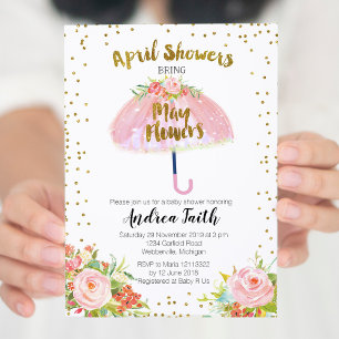 Avril Douche Apporter Mai Flowers Invitation