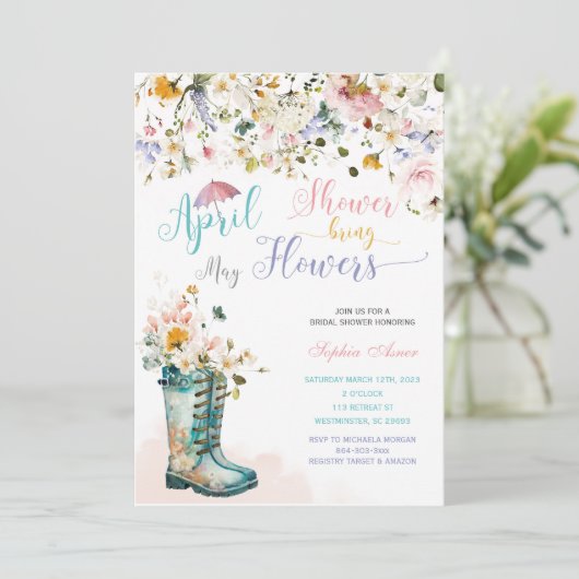 Avril Douches Mai Fleurs Invitations (Debout devant)