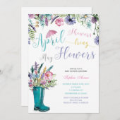 Avril Douches Mai Fleurs Invitations (Devant / Derrière)