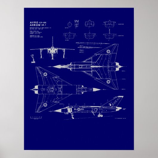 Avro Arrow Blueprint Poster (Voorkant)