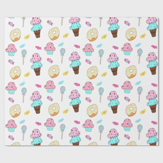 Avryl Fleur's Schattigee Ice Cream Cone Cupcake Do Cadeaupapier (Vlak)