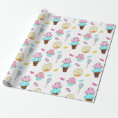 Avryl Fleur's Schattigee Ice Cream Cone Cupcake Do Cadeaupapier (Uitgerold)