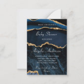 avy Blue Gold Baby shower Modèle d'invitation (Devant)