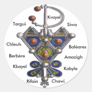 avzim bleu, Amaghir, Rifain, Kabyle, Berbère Ronde Sticker