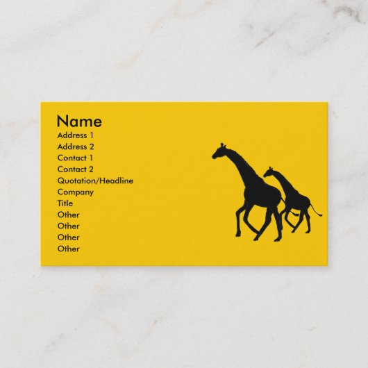 AW cartes de visite de silhouette de girafe (Devant)