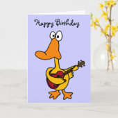 AW - Drôle Canard avec Guitare Carte d'Anniversair (Fleur jaune)