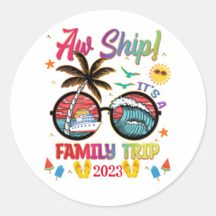 AW Ship Family Trip Kleurrijke groepsaanpassing Ronde Sticker