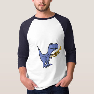 AW-T-Rex Dinosaur die de Trumpet Shirt afspeelt