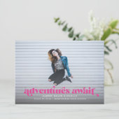 Await (Hot Pink) Afstuderen Invitation Kaart (Staand voorkant)