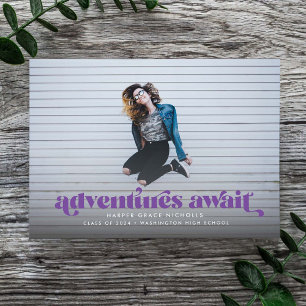 Await (Paarse) Afstuderen Invitation Kaart