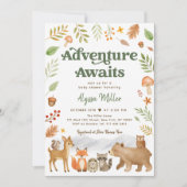 Awaits Woodland Animals Baby shower Kaart (Voorkant)