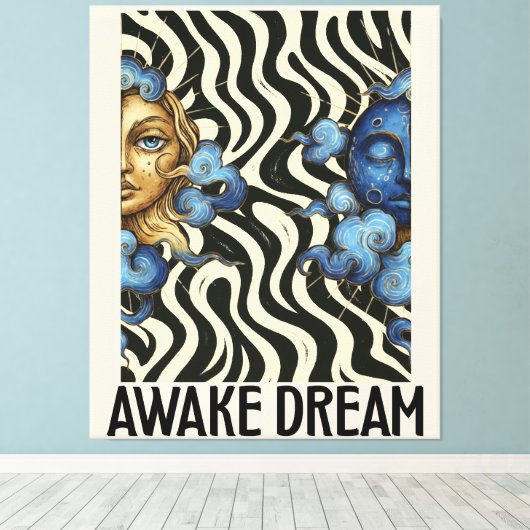 Awake Dream (Sun&Moon) Stretched Canvas Print (Insitu (Houten vloer))