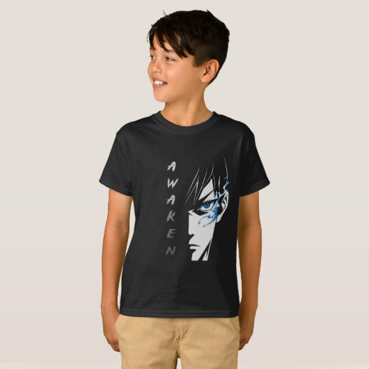 AWAKEN - Half Face Anime T-shirt (Voorkant volledig)