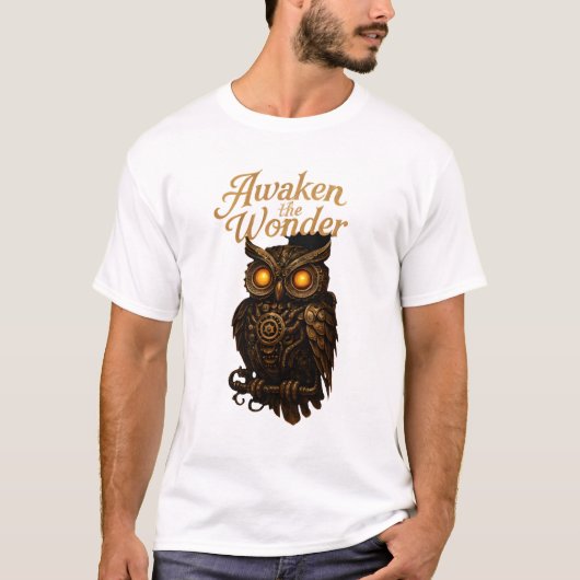 Awakening Wonder – Mechanical Owl Art T-Shirt (Voorkant)