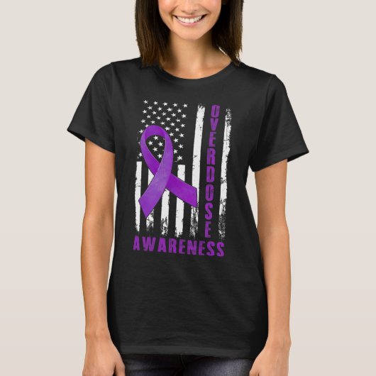 Awareness Day USA Amerikaanse vlag Overdose Awaren T-shirt (Voorkant)
