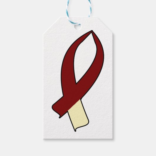 Awareness Ribbon (Bourgogne & Cream) Cadeaulabel (Voorkant)
