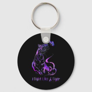 Awareness Warrior Ribbon Ik vecht als een tijger Sleutelhanger