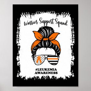 Awareness Warrior Support Squad Messy Bun Matching Poster