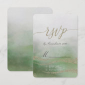 Awash Elegant Aquarelle dans Foliage Wedding RSVP (Devant / Derrière)