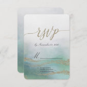 Awash Elegant Aquarelle dans Ocean Wedding RSVP (Devant / Derrière)