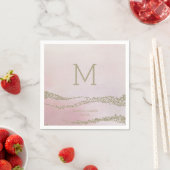 Awash Elegant Waterverf Blush Wedding Monogram Servetten (Insitu)