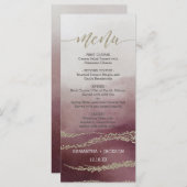 Awash Elegant Waterverf Cranberry Bruiloft Menu (Voorkant / Achterkant)