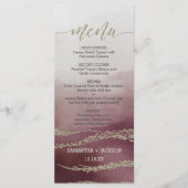 Awash Elegant Waterverf Cranberry Bruiloft Menu (Voorkant)