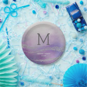 Awash Elegant Waterverf Orchidee Bruiloft Monogram Papieren Bordje (Feest)