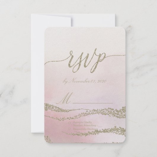 Awash Elegante Waterverf in Blush Wedding RSVP (Voorkant)