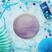 Awash Elegante Waterverf in Orchidee Paarse bruilo Papieren Bordje (Feest)