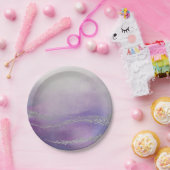 Awash Elegante Waterverf in Orchidee Paarse bruilo Papieren Bordje (Feest)