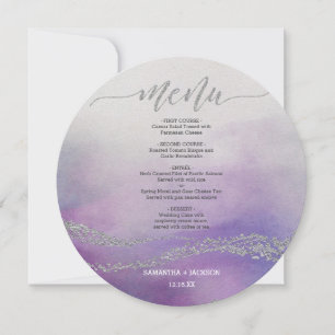 Awash Elegante Waterverf Orchidee Ronde Trouwmenu Kaart