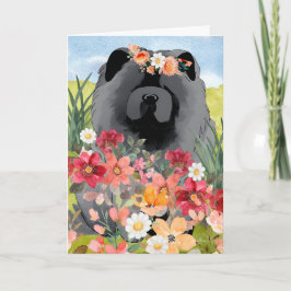 AWASH IN LICHT Zwart - Blue Chow Dog Art Kaart