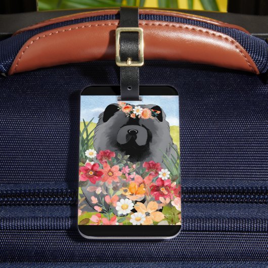 AWASH IN LICHT Zwart - Blue Chow Dog Bagagelabel (Voorkant Insitu 2)