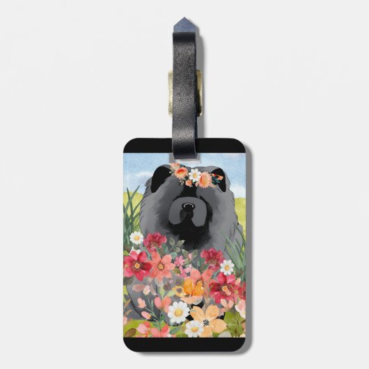 AWASH IN LICHT Zwart - Blue Chow Dog Bagagelabel (Achterkant verticaal)